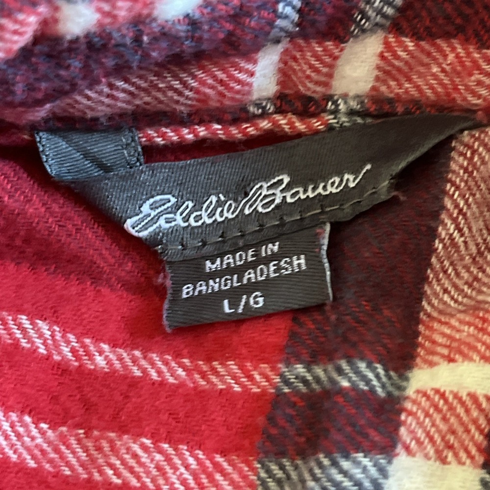 Eddie Bauer Red Plaid Long Sleeve Shirt Women's Size Large Western Rodeo - Picture 9 of 12
